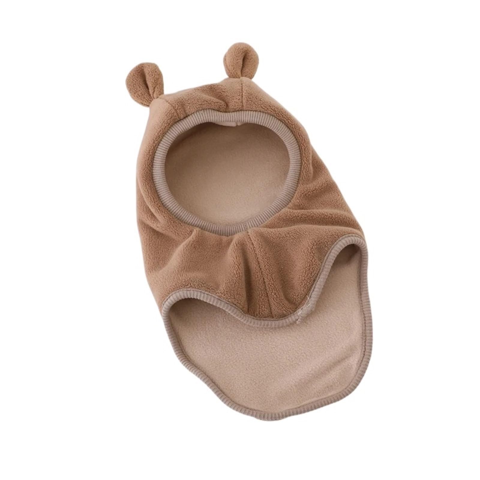 Winter Cartoon Bear Ear Hat, Plush One-Piece Hood Beanie for Kids, Ear Protection Cap for Boys & Girls 1-5 Years(02coffee)