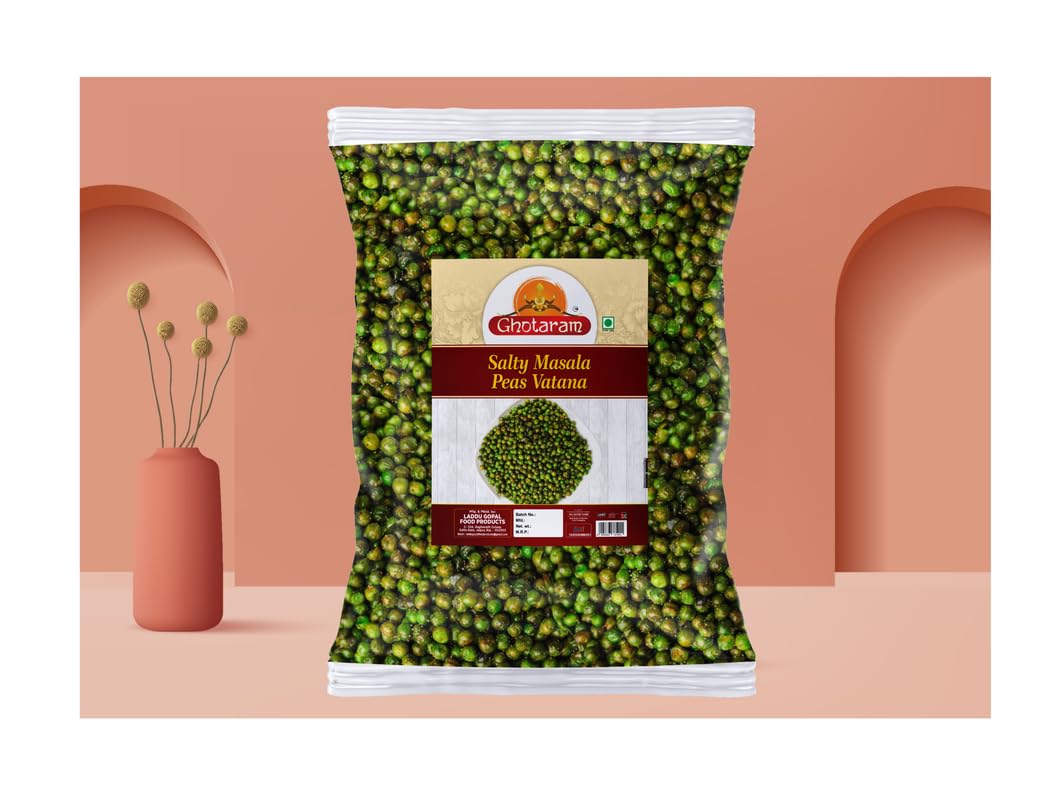 Ghotaram Indori Namkeen Chatpata Green Masala Matar, Hara Matar, Bhuna Masala Green Matar, Sing Salty Green Peas Vatana Chakhna Cocktail Namkeen, Healthy Diet Party Snack-350g*1Pack