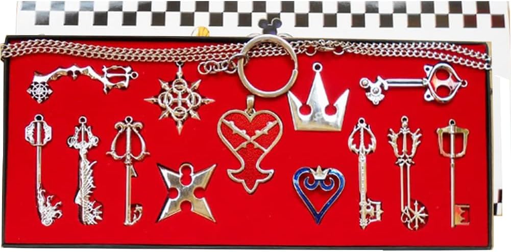 XCOSER Novelty Cosplay Keyblade Keychain Pendant Collection for Halloween Xmas Gift Silver 13pcs