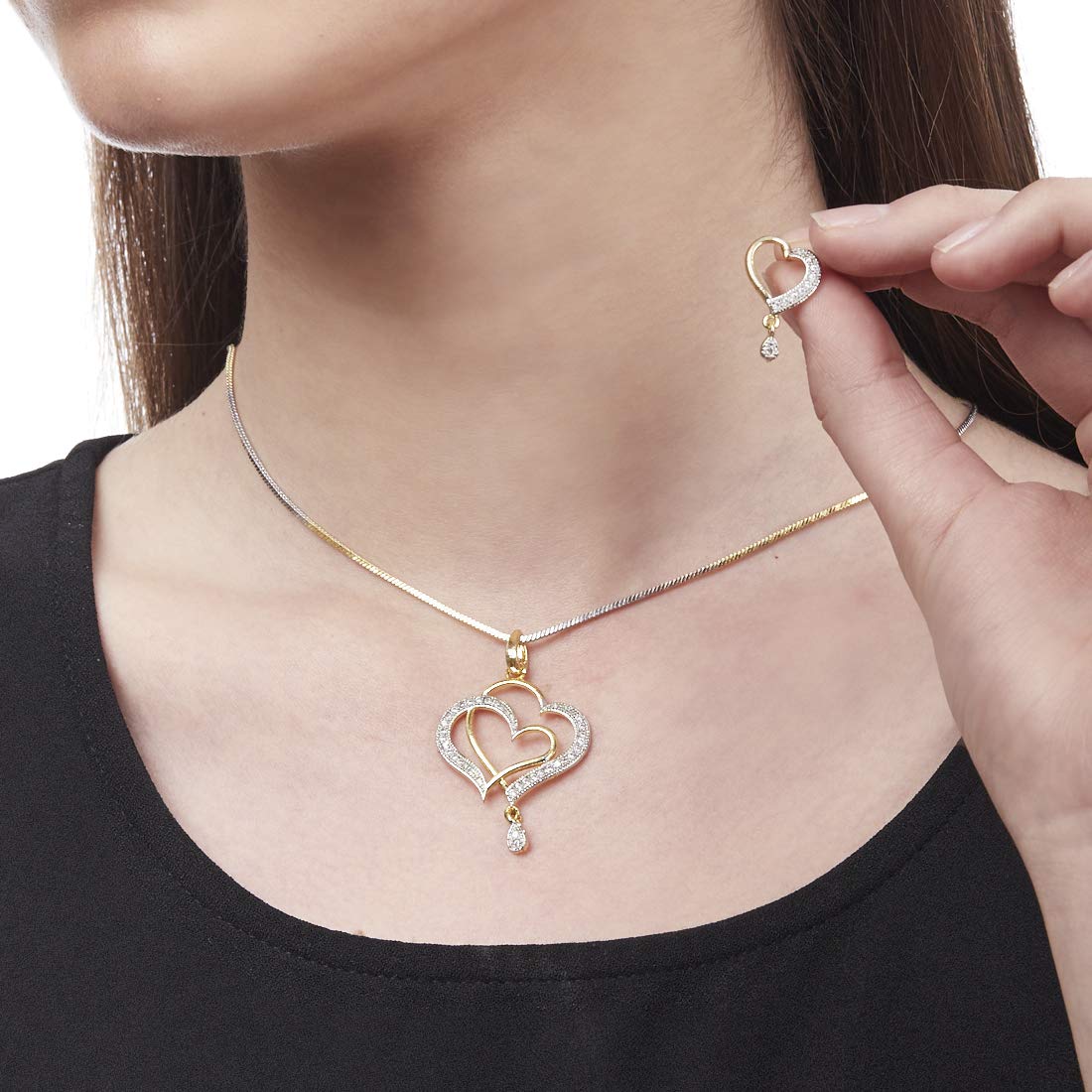 Heart Shape Ad Pendant Necklace Set & Big Size Pendant (Design 7)