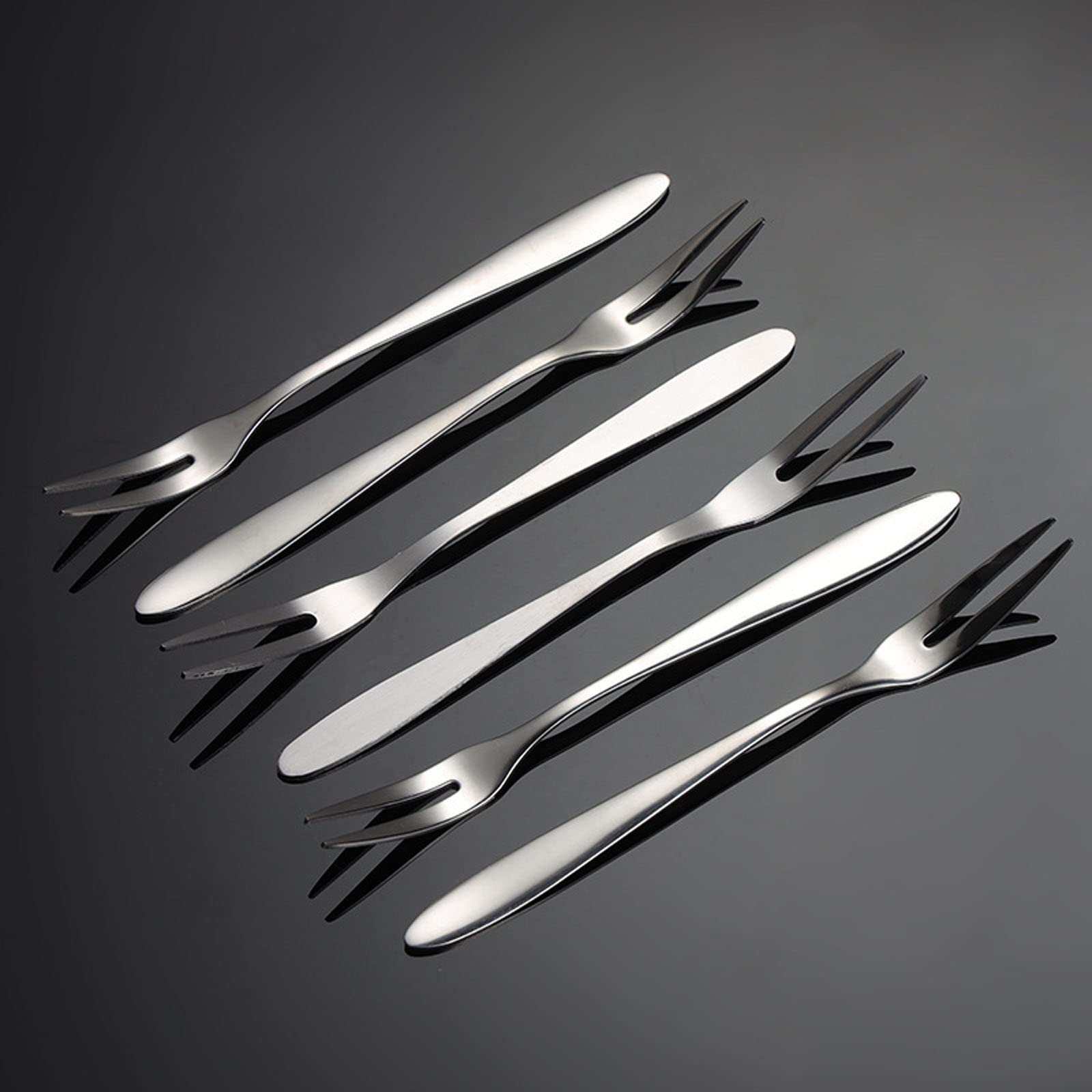 GREATILA 410 Stainless Steel Fruit Fork 12 Pieces, Appetizer 2 Prong Mini Fork, Salad Table Forks 13cm