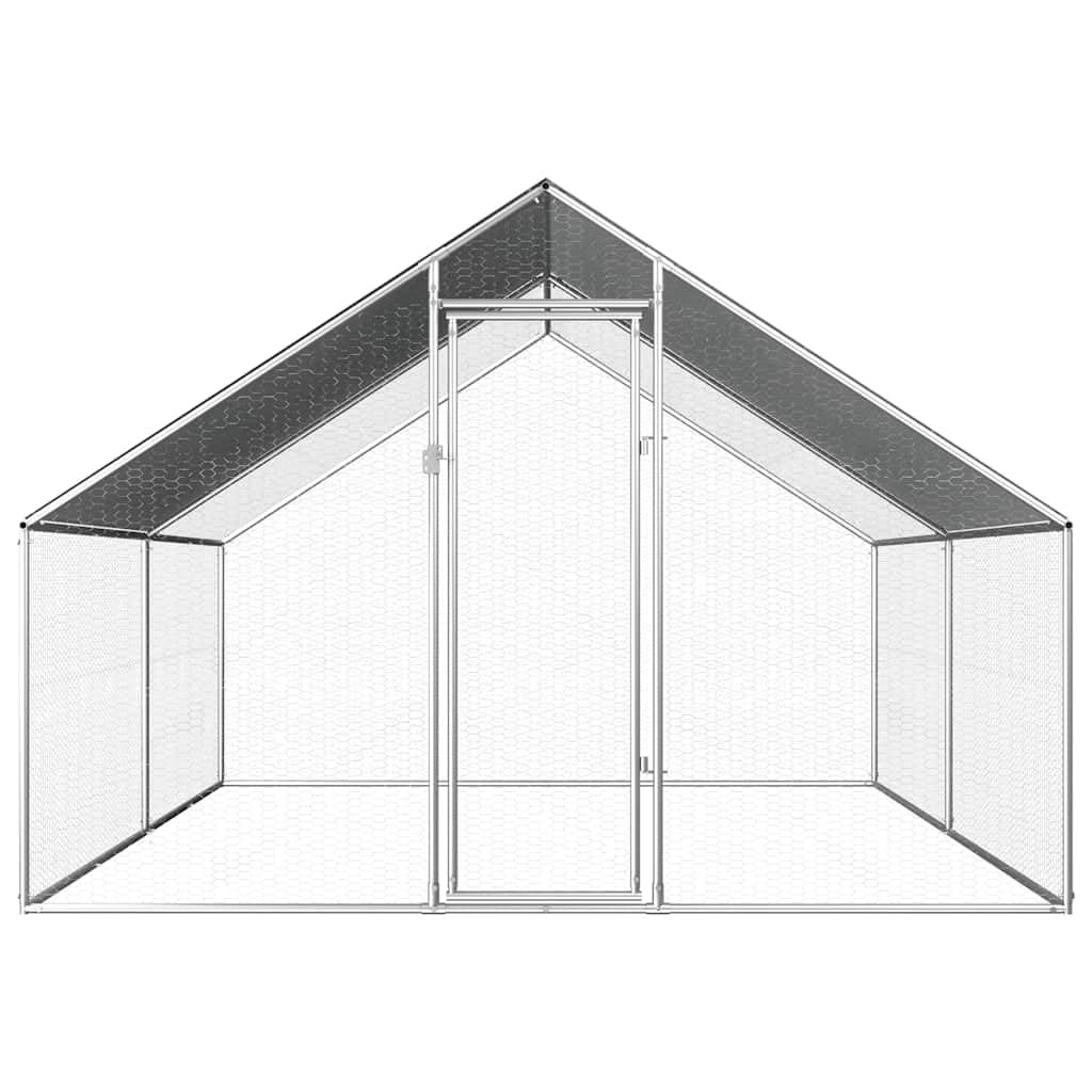 vidaXL Gabbia per Polli da Esterno Voliera Pollaio Galline Uccelli Robusta Durevole Rete Metallica Serratura con Tetto 2,75x4x2m in Acciaio Zincato