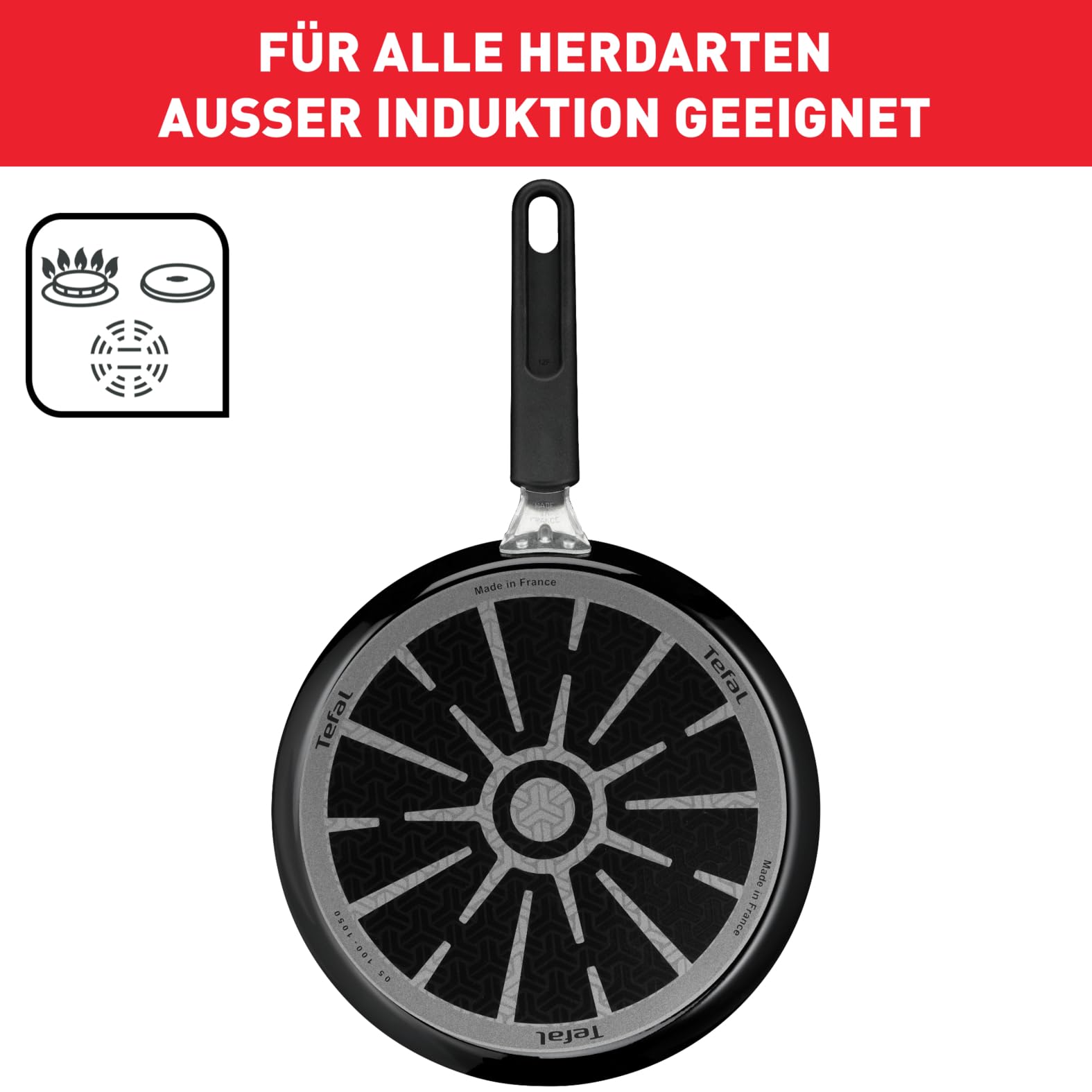 Tefal Resist Bratpfanne 32 cm, sichere Titanium Antihaftversiegelung, nicht induktionsgeeignet,Thermo-Signal Temperaturindikator, leichte Reinigung, für alle Herdarten außer Induktion, D52608