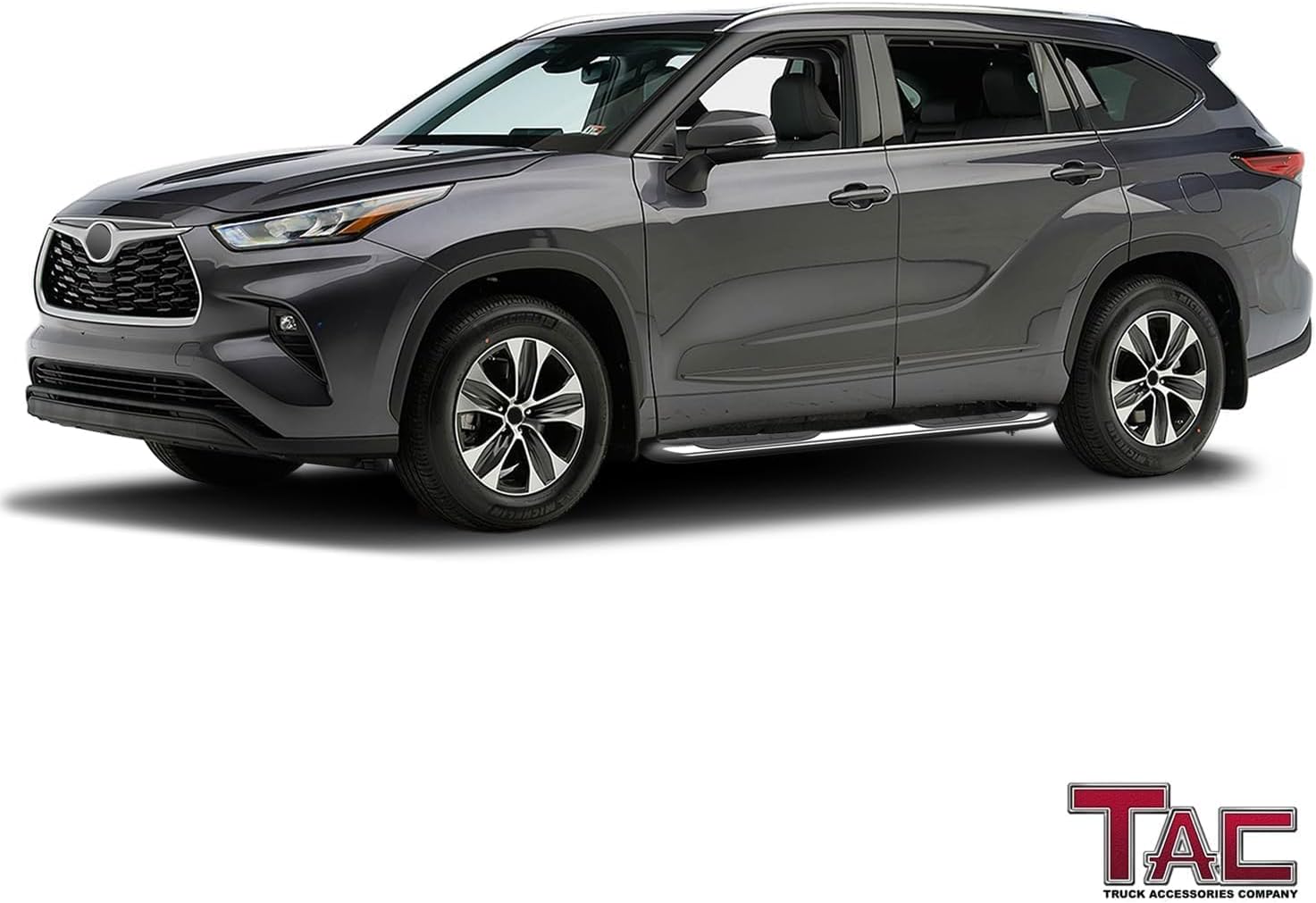 TAC Side Steps Running Boards Compatible with 2020-2024 Toyota Highlander (Incl. Hybrid) SUV 3” Stainless Steel Side Bars Nerf Bars Off Road Accessories (2pcs Running Boards)