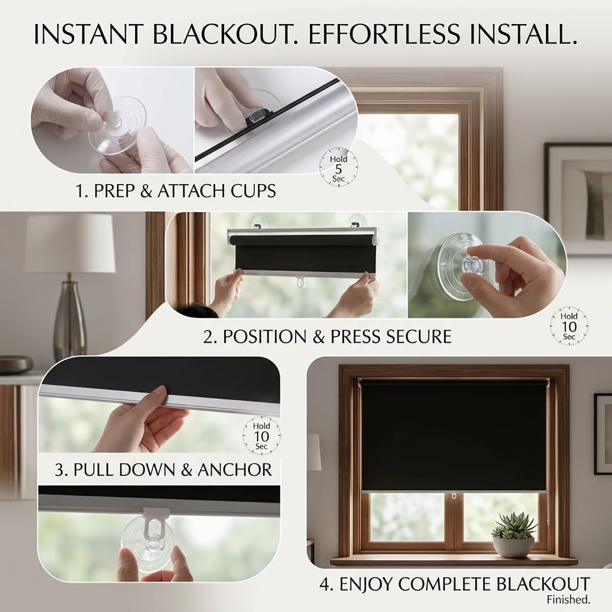 Store Enrouleur Occultant À Ventouse, Rideau Protection de Vie Privée Protection Soleil, Store Rétractable pour Fenêtre de Toit, Rideaux Occultants sans Perçage pour Salon Cuisine