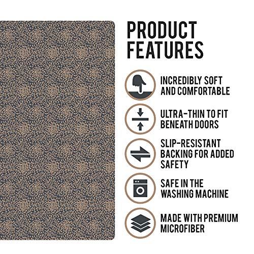 Shape28 Bathroom Toilet Mat 20x16 Inches Microfiber None Slip Color Cappuccino Design 2D
