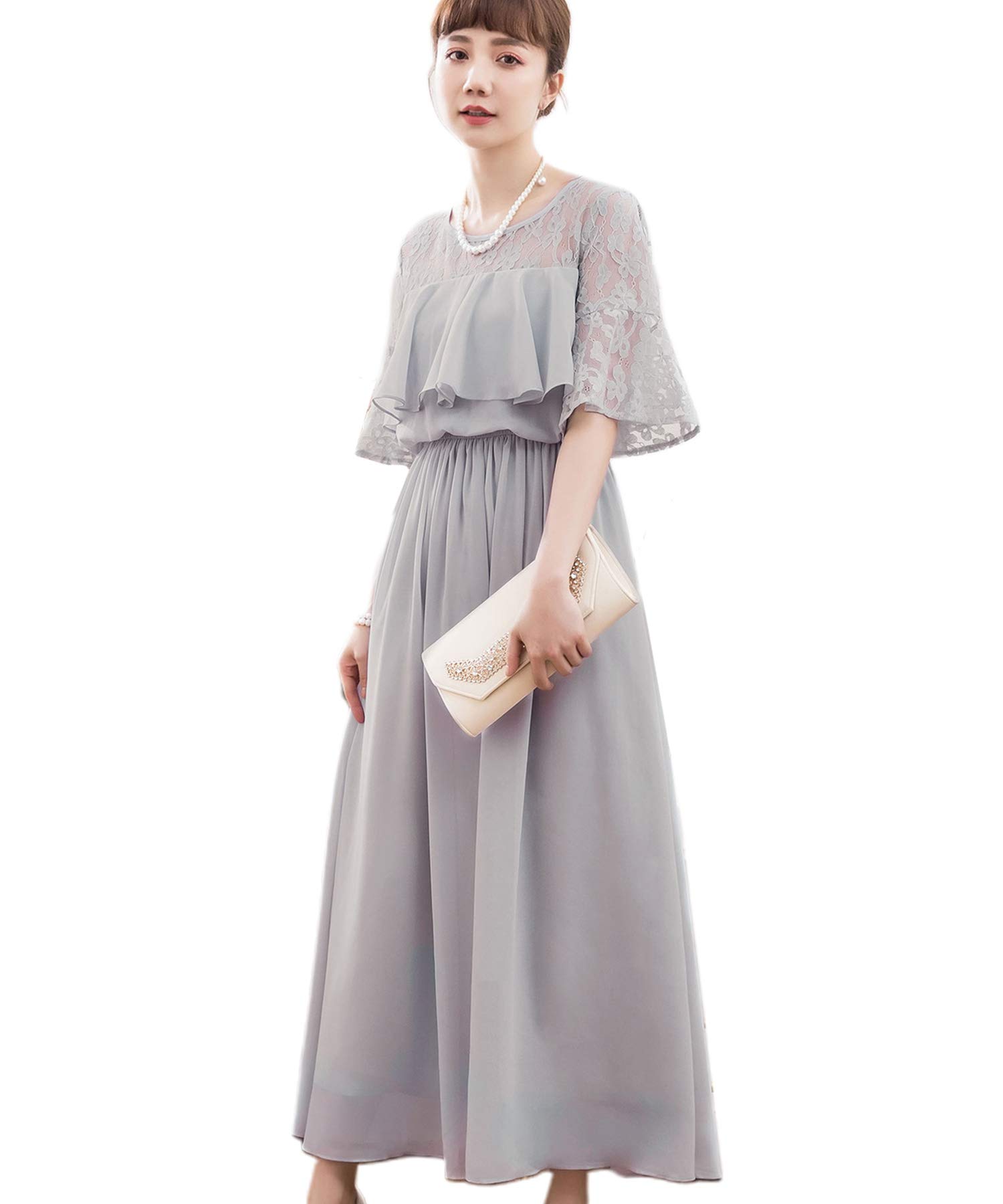 Amazon | DressStar 結婚式 ワンピース パーティードレス ロング 