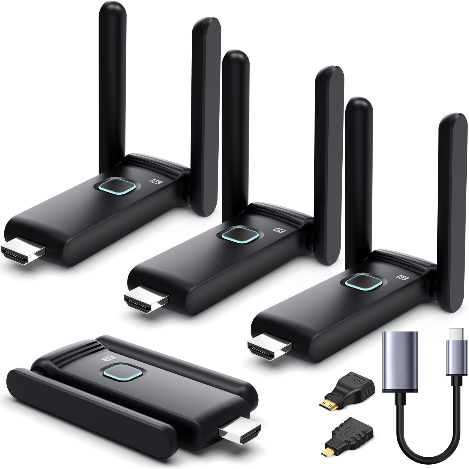 Wireless HDMI 3 Receivers and Transmitter, 50m/165ft, No Hot, Plug and Play, 2.4/5.8GHz Wireless Transmission to Multiple TVs/Projectors, USB-C Wireless HDMI Splitter for-picture-25