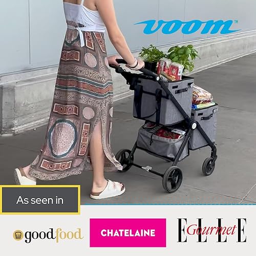 Miniatura 4 de VOOM cart Carro de comestibles plegable personal con ruedas y cestas extraíbles - Negro