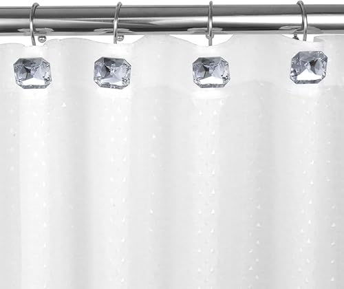 Miniatura 5 de 12 ganchos decorativos de cristal para cortina de ducha, de acero inoxidable, resistentes a la corrosión, cuadrados con diamantes de imitación para