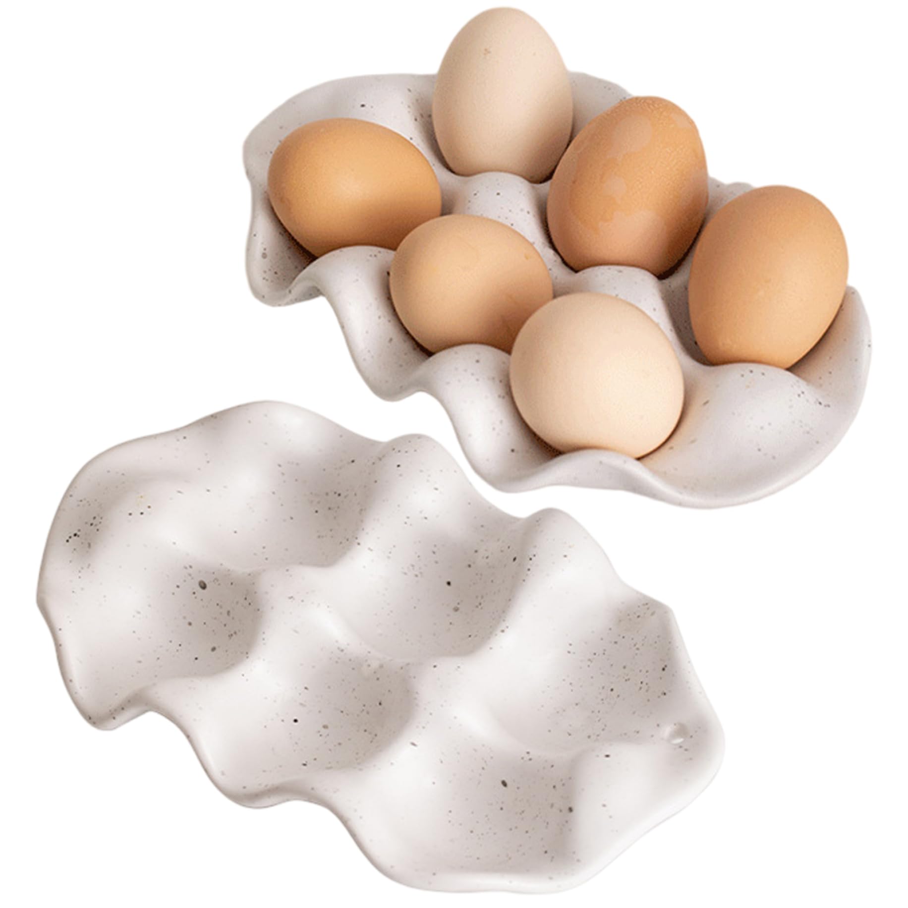 Licsaliwe Minimalist & Modern Ceramic Egg Holder 6 Grid – Easy Wash Reusable Storage Tray for Kitchen Countertop Fridge