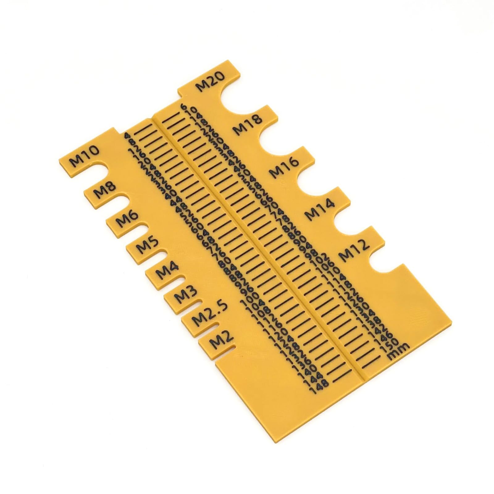 Apglsxy Yellow Multifunctional Screw Measurement Device Ergonomic 150Mm Scale For Engineers & Projects Industrial Screw Diameter Gauge