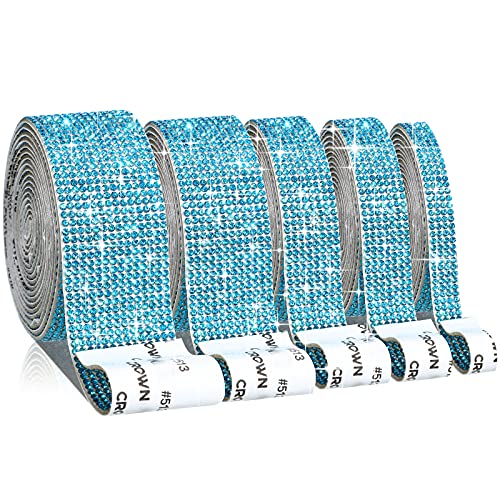 Ruban strass bleu lac auto-adhésif 5 rouleaux de 4,5 yards pour DIY
