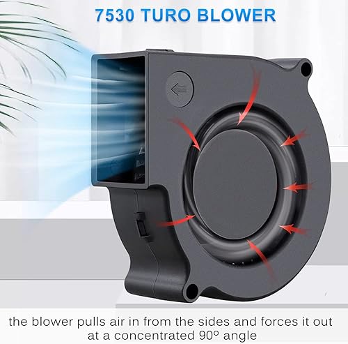 Miniatura 3 de GDSTIME 2.953 in x 1.181 in 7530 DC 12 voltios sin escobillas Turbo ventilador ventilador de refrigeración 2Pin