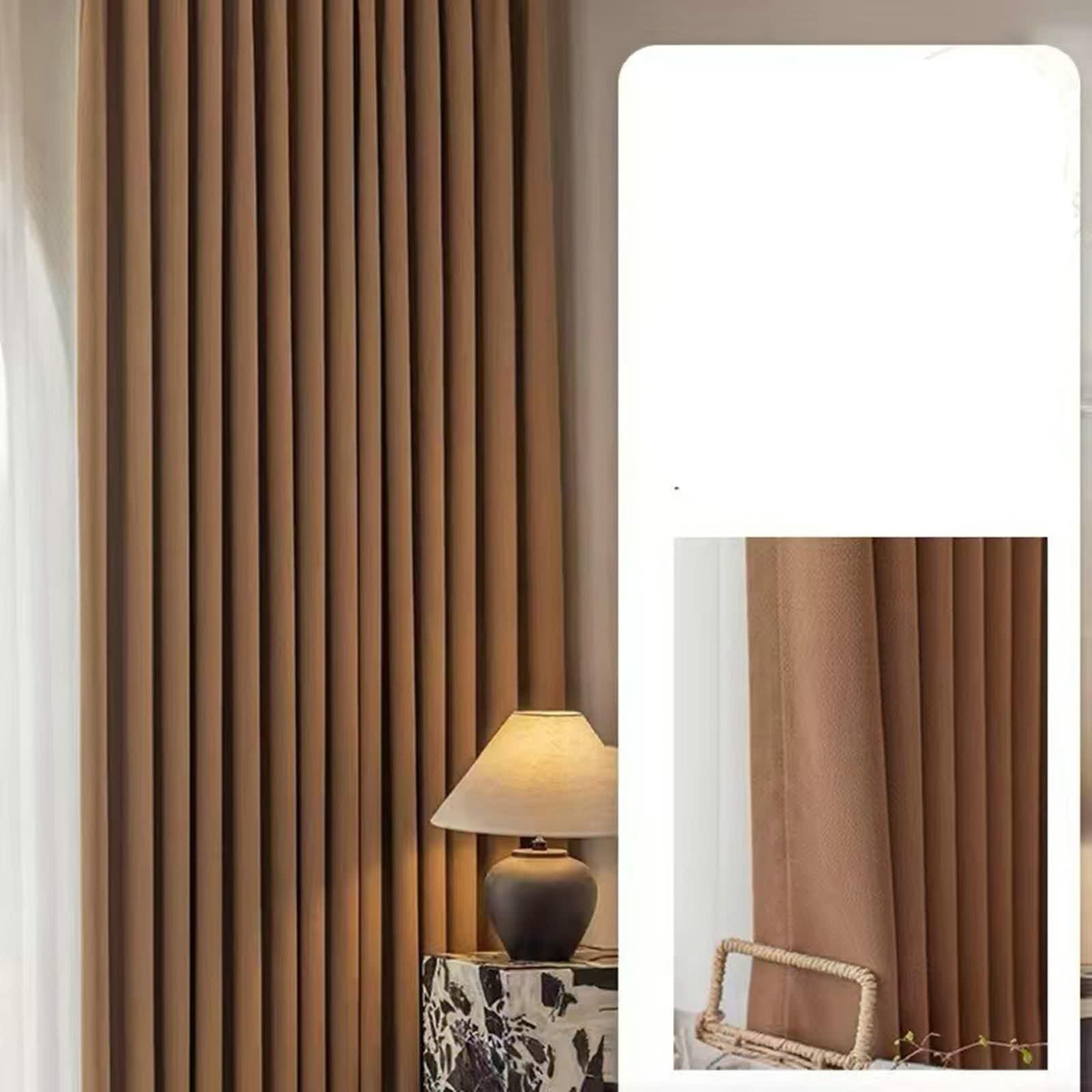 Zasłony do salonu 213 cm długości, zasłona na okna design jednolity kolor z tkanymi teksturami ciemnobrązowe zaciemnienie 2 panele 84 szer. x 213 cm dł