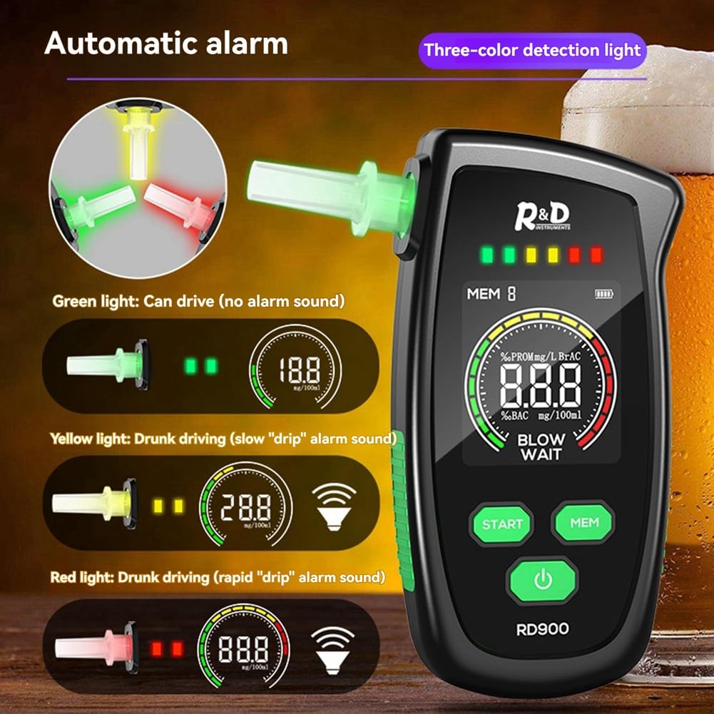 Alcoholímetro Digital Portátil con Pantalla LCD, Detector de Alcohol de Alta Precisión, Dispositivo Portátil de Prueba de Alcohol