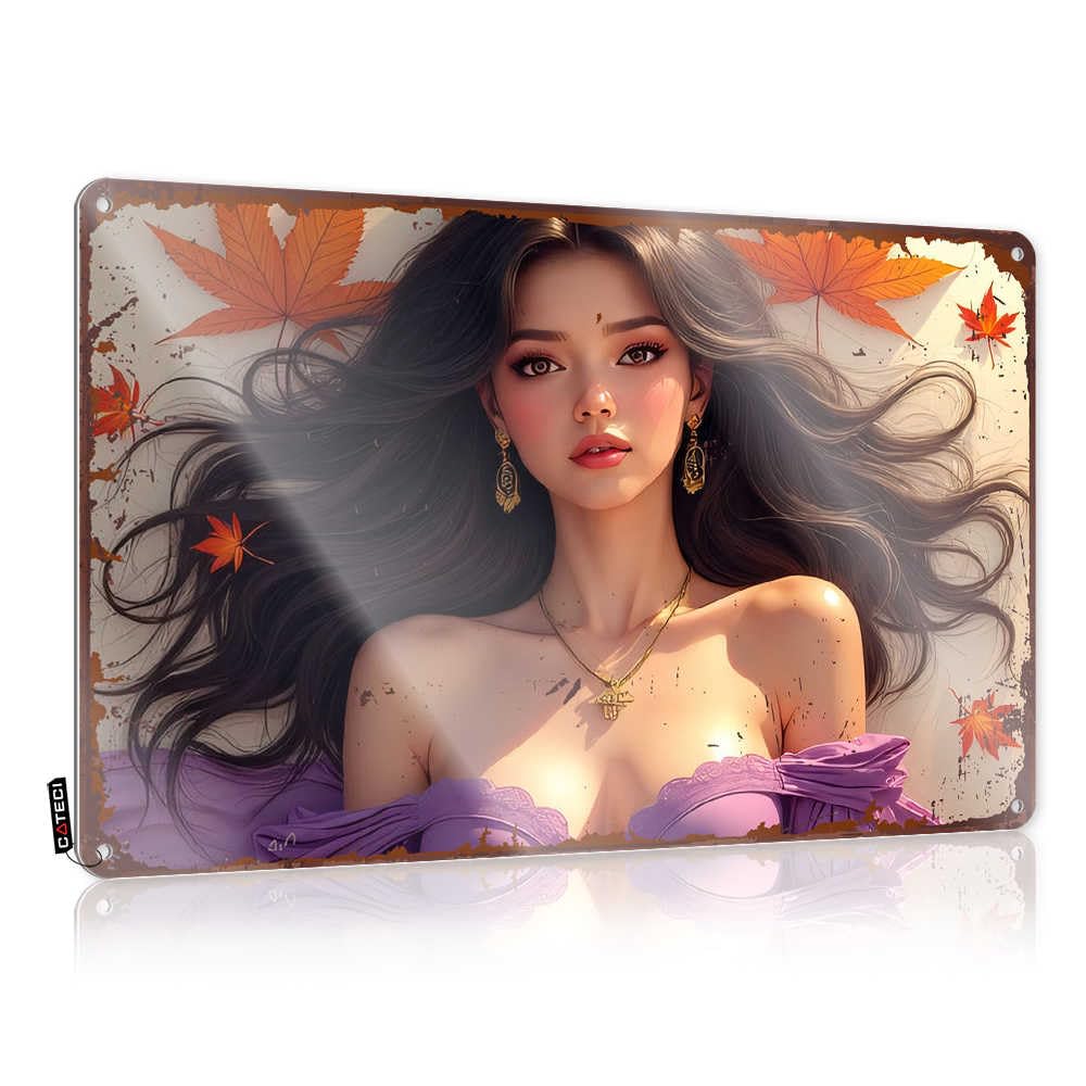 Fzfn Colour Autumn Leaves Whisper: A Dreamy Portrait Of Serenity Cool Wall Decor Backyard Decor | Western Waterproof Decorative Wall Art(30X40cm)