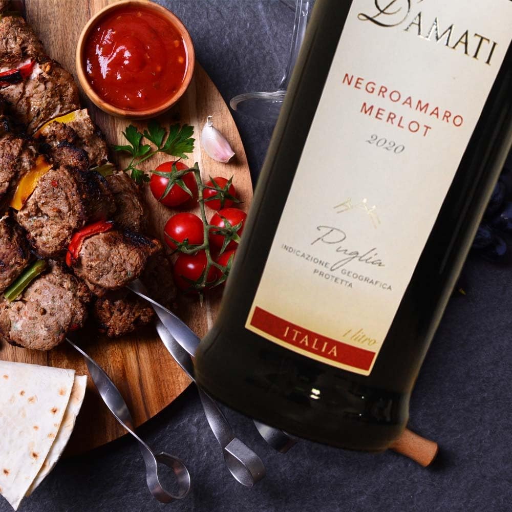 D'Amati Negroamaro Merlot Puglia, trocken, sortenreines Weinpaket + VINOX Winecards (6x1,0l)