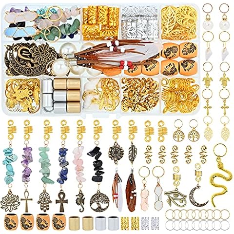 Teruntrue 161 PCS Dreadlock Jewelry for Women Hair Clips Metal Braid Clips Braids Jewelry Dreadlock Accessories Loc Hair Jewelry Dreadlocks Beads Hair Cuffs Hair Rings Hair Pendants Jewelry Cover
