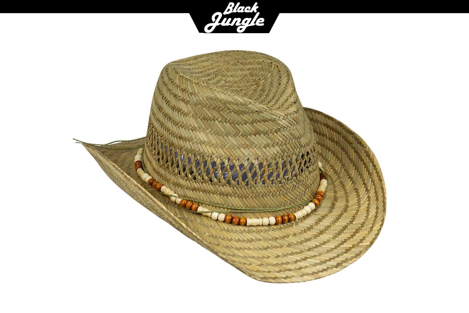 Cappello di paglia Bondi naturale, cappello western, unisex, con tesa larga, protezione solare