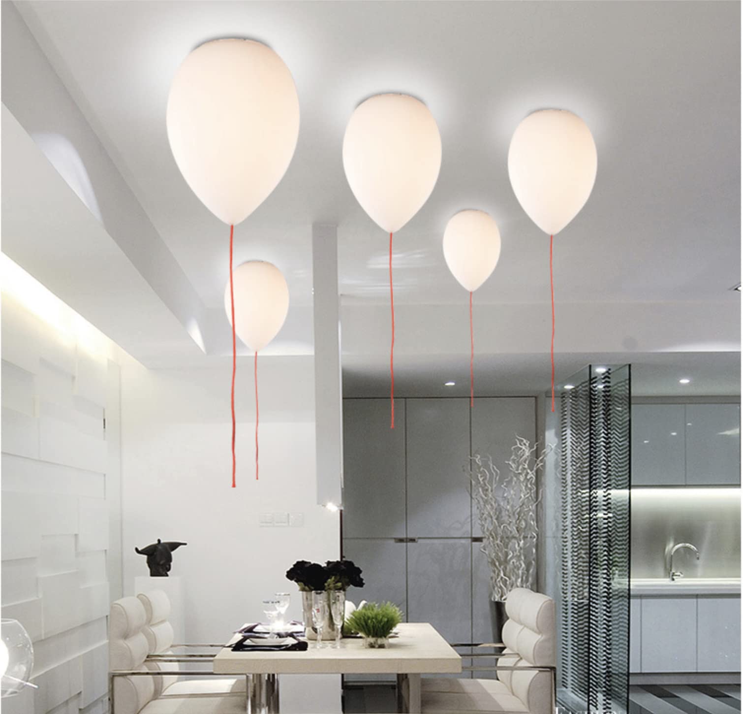 Balonowa lampa sufitowa, biała, prosta i piękna, dekoracyjny żyrandol do salonu, sypialni, pokoju dziecięcego, chłopięcego, dziewczęcego, żarówka 7 W.