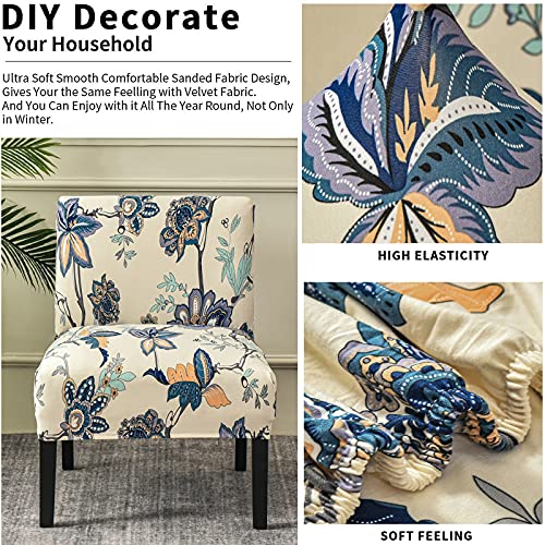 Image of Eco-Ancheng Armless Chair Slipcover Removable Armless Accent Chairs Covers Washable Armless Slipper Chair Slipcover Printed Armless Chair Furniture Protector Covers for Living Dining Room Hotel