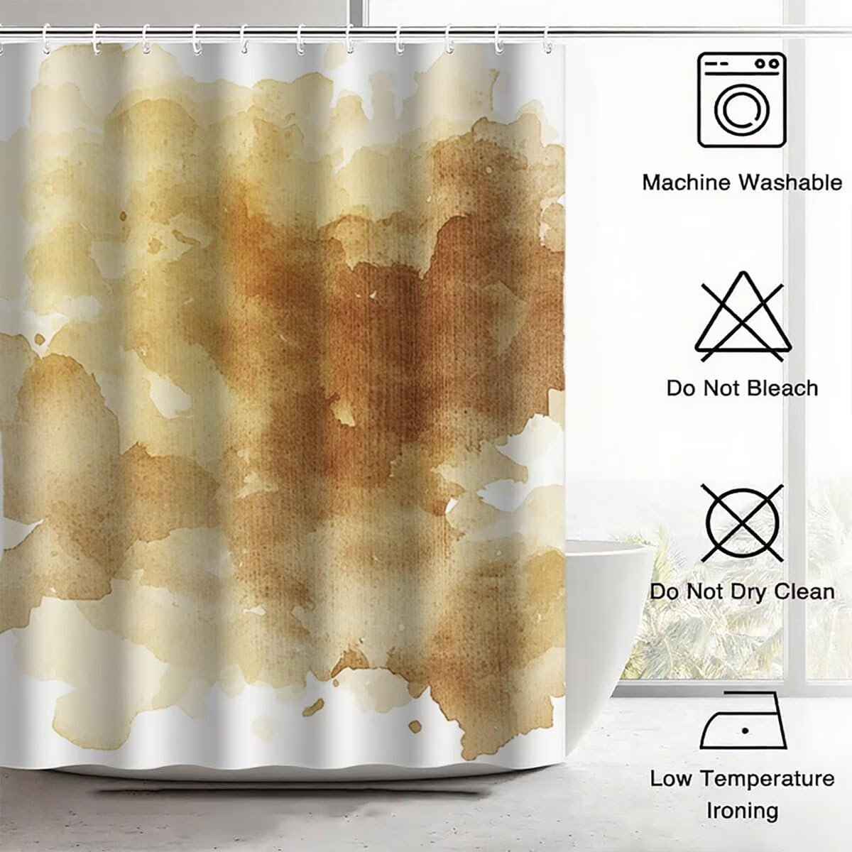 Gelb Duschvorhang 240x200, Duschrollo mit 12 Duschvorhang Haken, Einfach Shower Curtains Beschwerter Saum, Waschbar Polyester Stoff Wasserdicht Extra Lang für Badewanne Badezimmer Deko, Geschenke -581