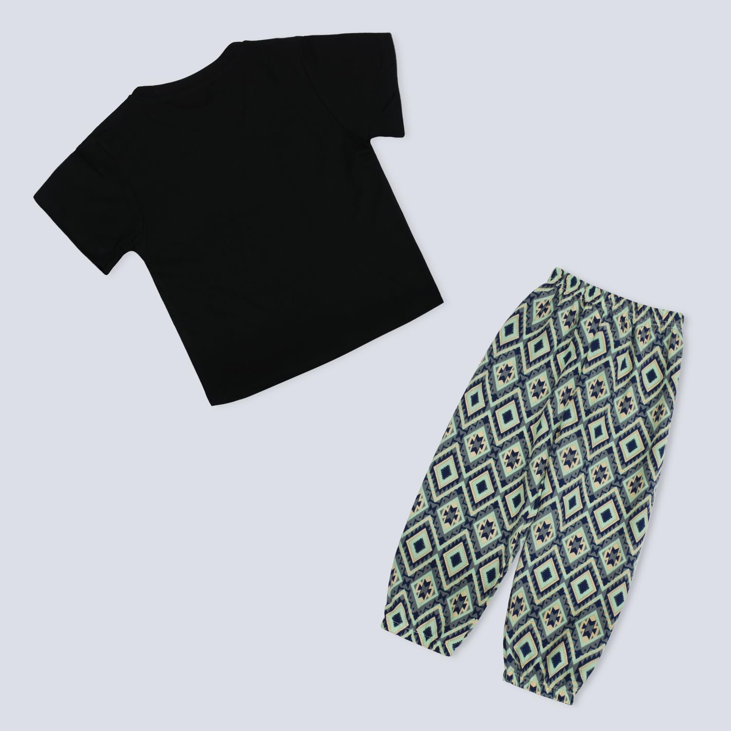 Toddler Girls Boys Summer Clothes, 2 Pcs Baby Clothing Set with Cute Rabbit Pattern T-Shirt and Pants Set, Toddler Outfits (Black, 4T)