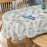 Bnejvif Nappe Enduite Ovale Moderne à Motif Géométrique pour Intérieur/Extérieur, Imperméable, Infroissable, Durable, pour Tables Ovales, 152,4 x 213,4 cm