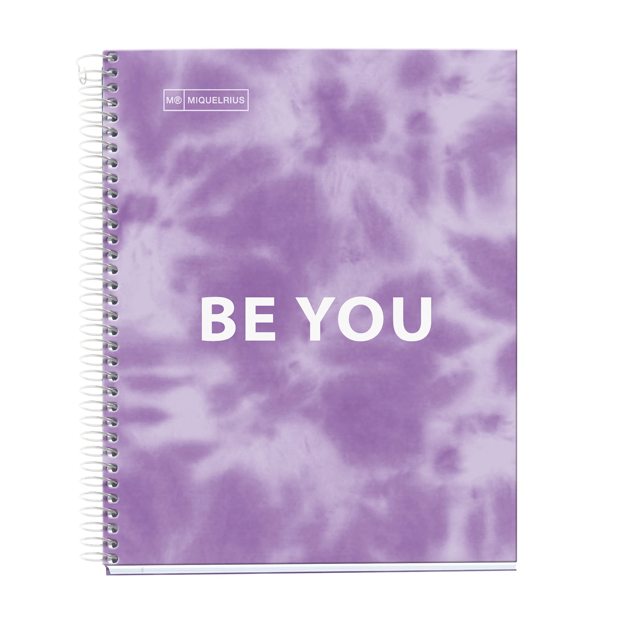 MiquelriusNotebook A5-120 sheets 90 g - Grid 5 x 5 mm - 4 color stripes - Plasticized Hardcover - Tie Dye Lavender