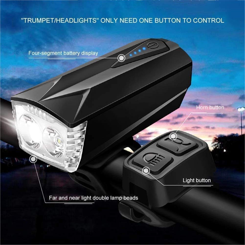 Luces de Bicicletas Recargables USB Frente y Espalda, Luces de Bicicleta de 1200mAh Conjunto de Luces de Gran Angular, fácil de Instalar Luces de Bicicleta, Carretera y montaña Ciclismo Faro de