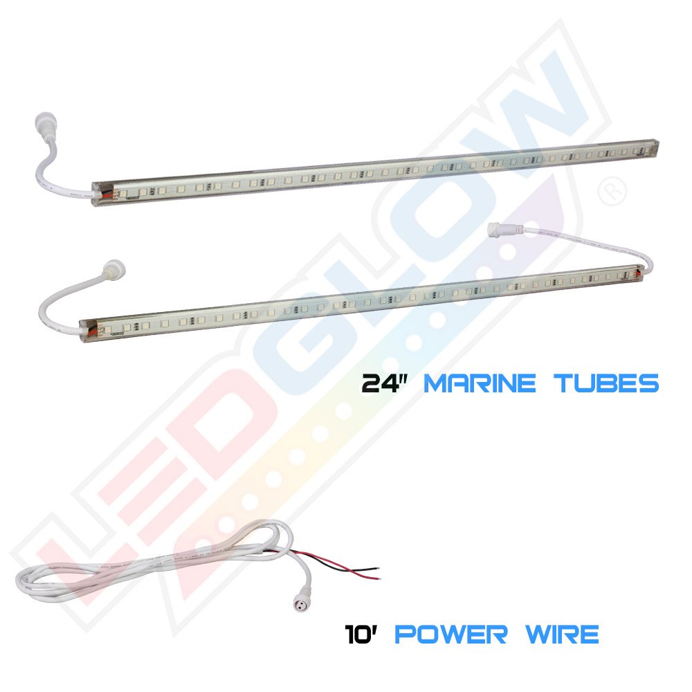 LEDGlow 2pc Blue LED Boat Marine Deck Under Gunnel & Cabin Accent Lighting Kit - 24