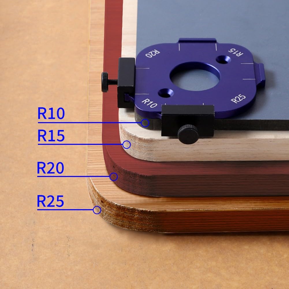 Schablonensatz für abgerundete Eckenradien, Eckradius-Schablone aus Aluminiumlegierung zum Schneiden von Holzbrettern mit klarer Skala R10-R25 R30-R50, vereinfachtes Schneiden, Fräser für abgerunde
