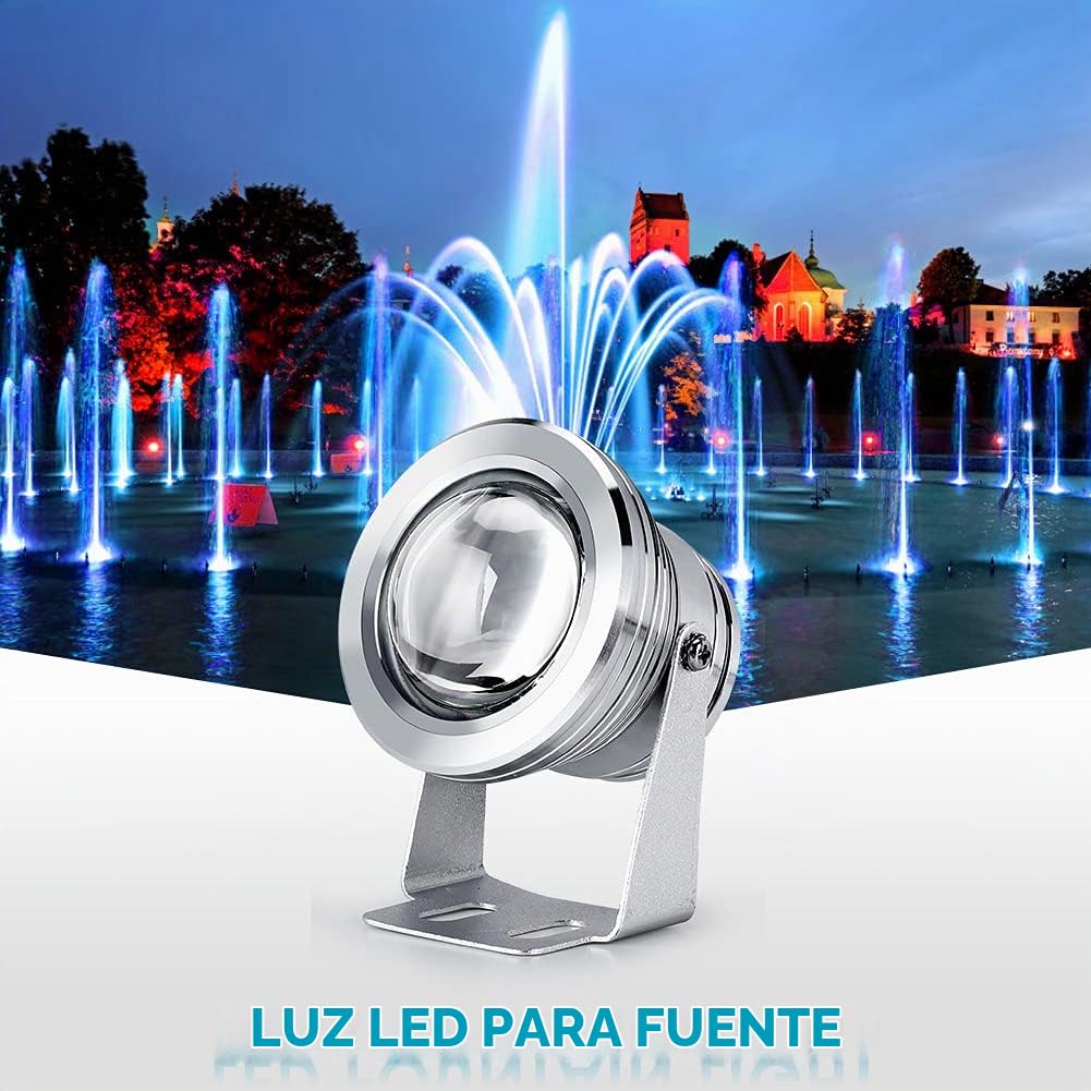 Greensen Luz Subacuática Iluminación de Fuente LED 2 Piezas Control Remoto RGB Foco Subacuático con Carcasa de Acero Inoxidable Luz de Estanque Luz de Decoración de Paisaje (EU)