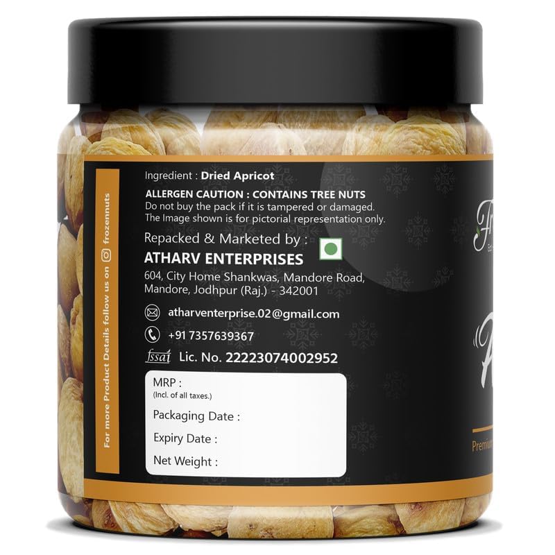 Image of FROZEN NUTS Apricot Dry Fruits 500 Gram Pack | Sun Dried Jardalu Badam BOR Khumani | Vegan, Sun Dried Apricots | Add in Your Healthy Recipes | Dry Fruit