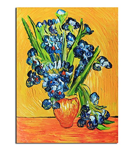 Fokenzary Handgeschilderde Olieverfschilderij op Canvas Vincent Van Gogh Klassieke Irissen Reproductie Muur Decor ingelijst Klaar om op te hangen