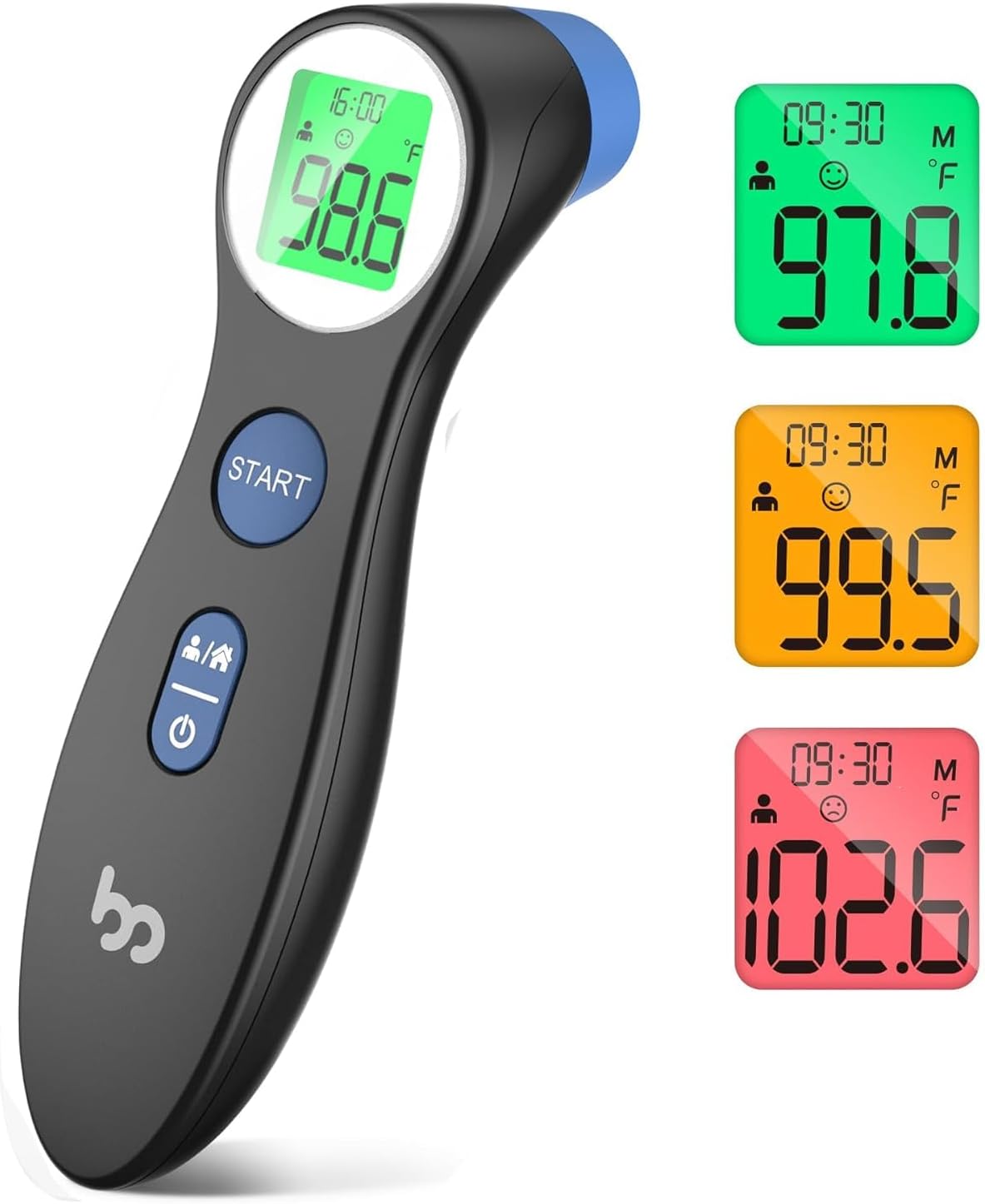 Forehead Thermometer for Adults and Kids, Digital Touchless Thermometer for Baby, Infants and Toddlers, 3 Color Fever Alarm,1s Fast Accurate Reading, Non Contact