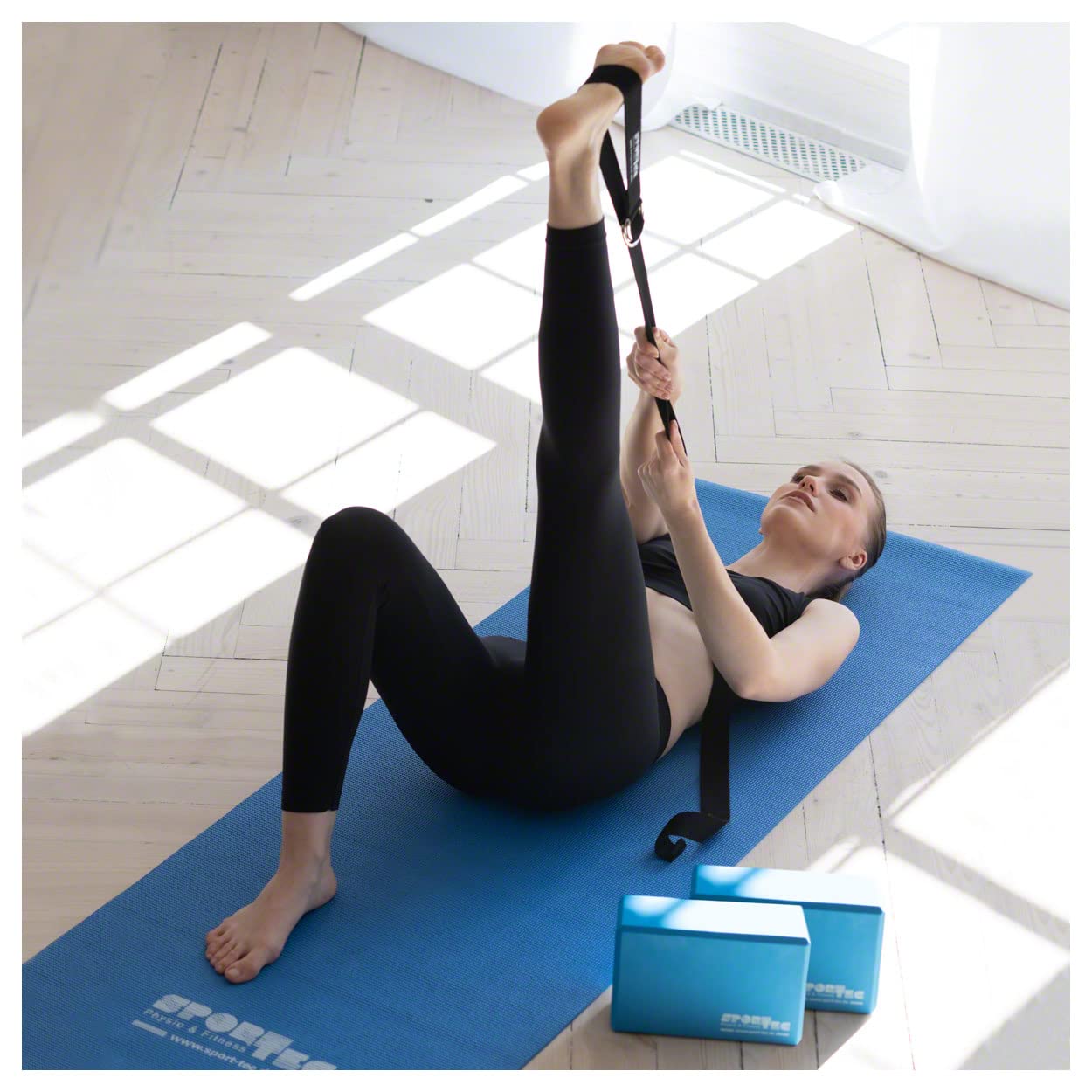 Yoga Starter Set, Matte, Block, Gurt, Pilates, Gymnastik, Fitness, Stretch, Balance, Sport, 4-TLG