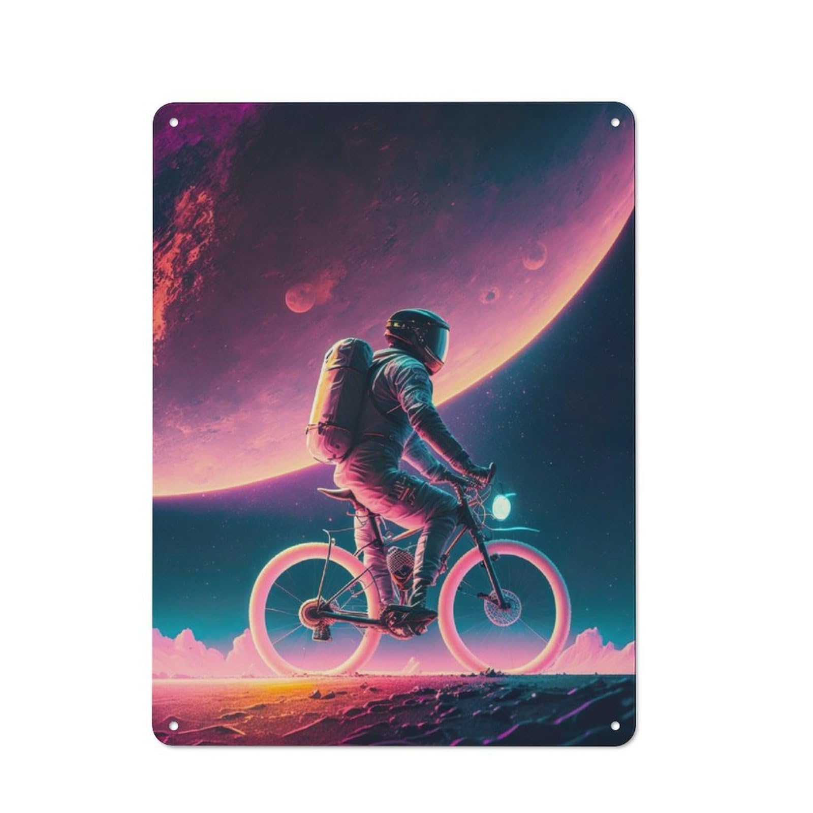 Junmoney Cycling Space Astronaut Industrial-Style Metal Sign 40X30cm For Home Bar Wall, Housewarming Wall Decor For People Furnishing Home Bar