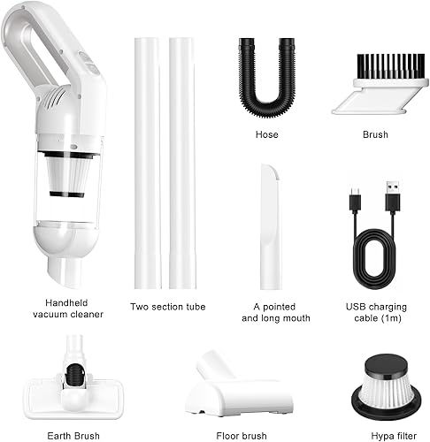 Miniatura 9 de Aspiradora de mano inalámbrica 2 en 1, potente succión de 10000 PA, portátil y ligera, con luz LED, múltiples accesorios, recargable por USB, para