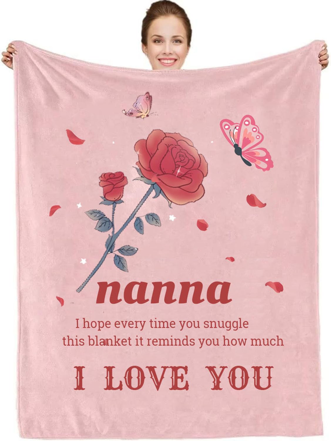 Grandma Gifts, Blanket With Letter & Floral Print, Gifts From Grandchildren For Mother'S Day Birthday Christmas (nanna, 60inΓ80in)