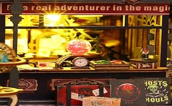 ドールハウス完成品オーダー。新着マジックシティ レトロなDIY木製ミニチュアキット、LEDライト、マジックシティ