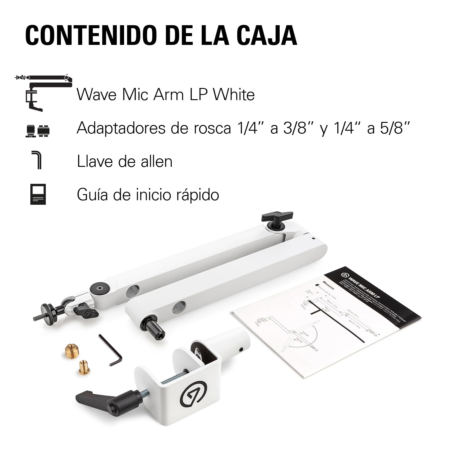 Elgato Wave Mic Arm LP White - brazo articulado prémium de perfil bajo con ranuras, abrazadera de mesa, montura versátil y totalmente ajustable, ideal para podcasts, streaming, juegos, oficina