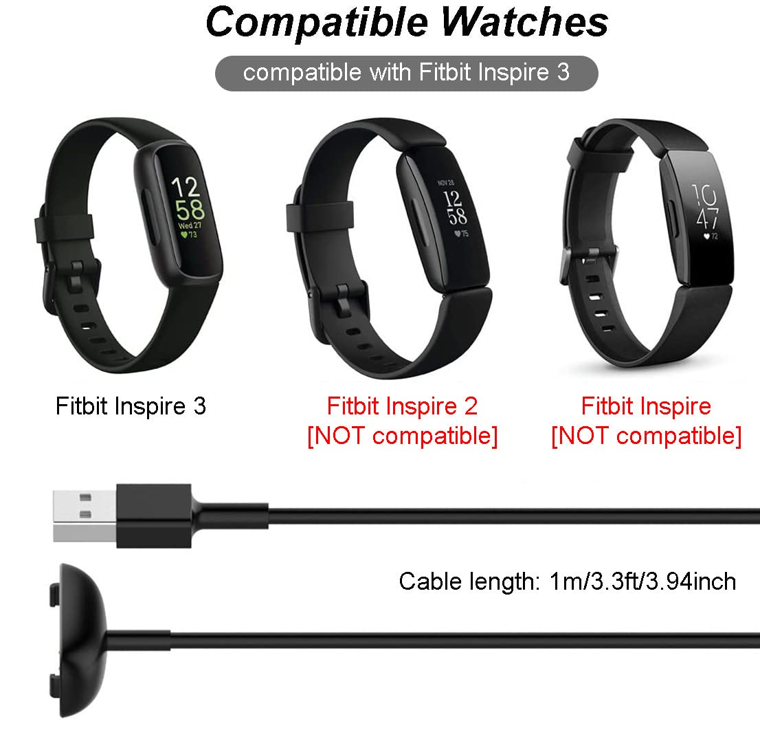 Emilydeals Charger for Fitbit Inspire 3, Replacement USB Charging Cable with 3.3ft Cord for Fitbit Inpsire 3 (1)