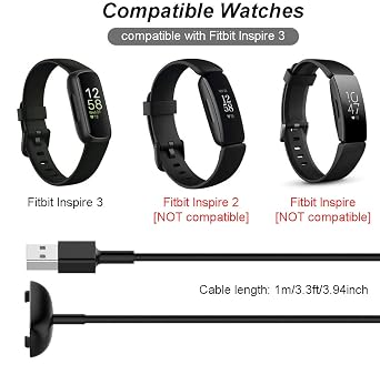Emilydeals Charger for Fitbit Inspire 3, Replacement USB Charging Cable with 3.3ft Cord for Fitbit Inpsire 3 (1)