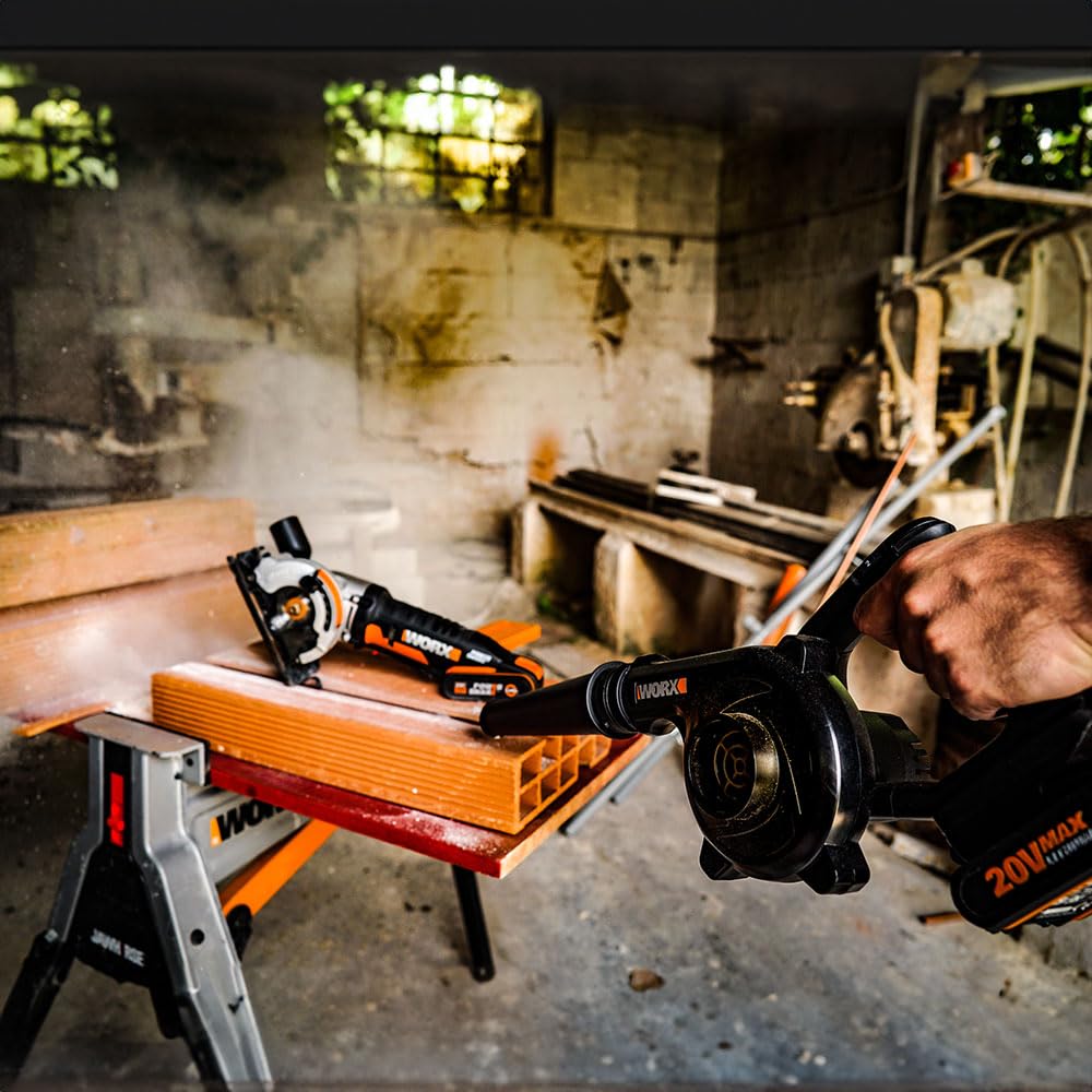 WORX Soplador Ligero 20V Máx. | PowerShare | WX094.9 | No Incluye batería ni Cargador| | 3 velocidades, ergonómico y Potente | Ideal para soplados de Taller Negro