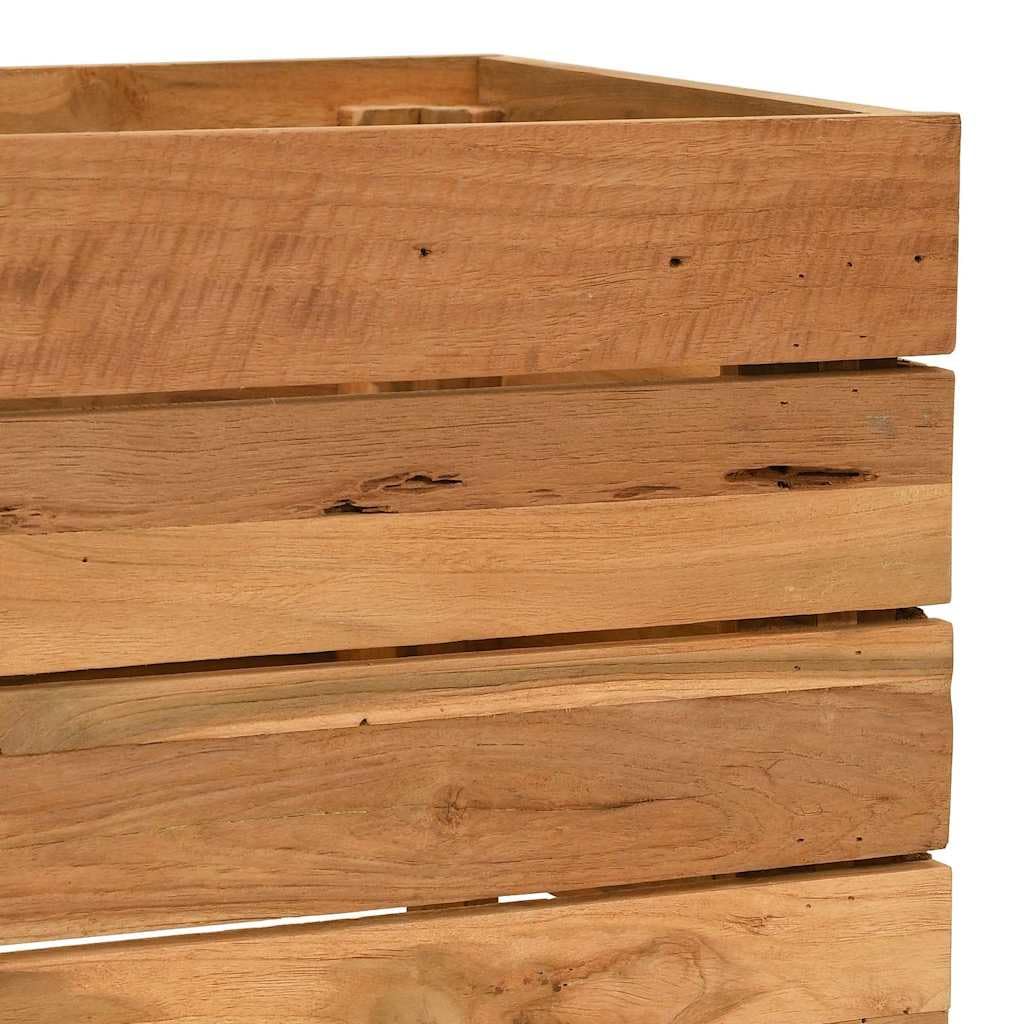 Hochbeet 50x40x38 cm aus recyceltem Teakholz und Stahl mit Ablage für Balkon Garten Terrasse robust wetterfest ideal für Kräuter und Blumen