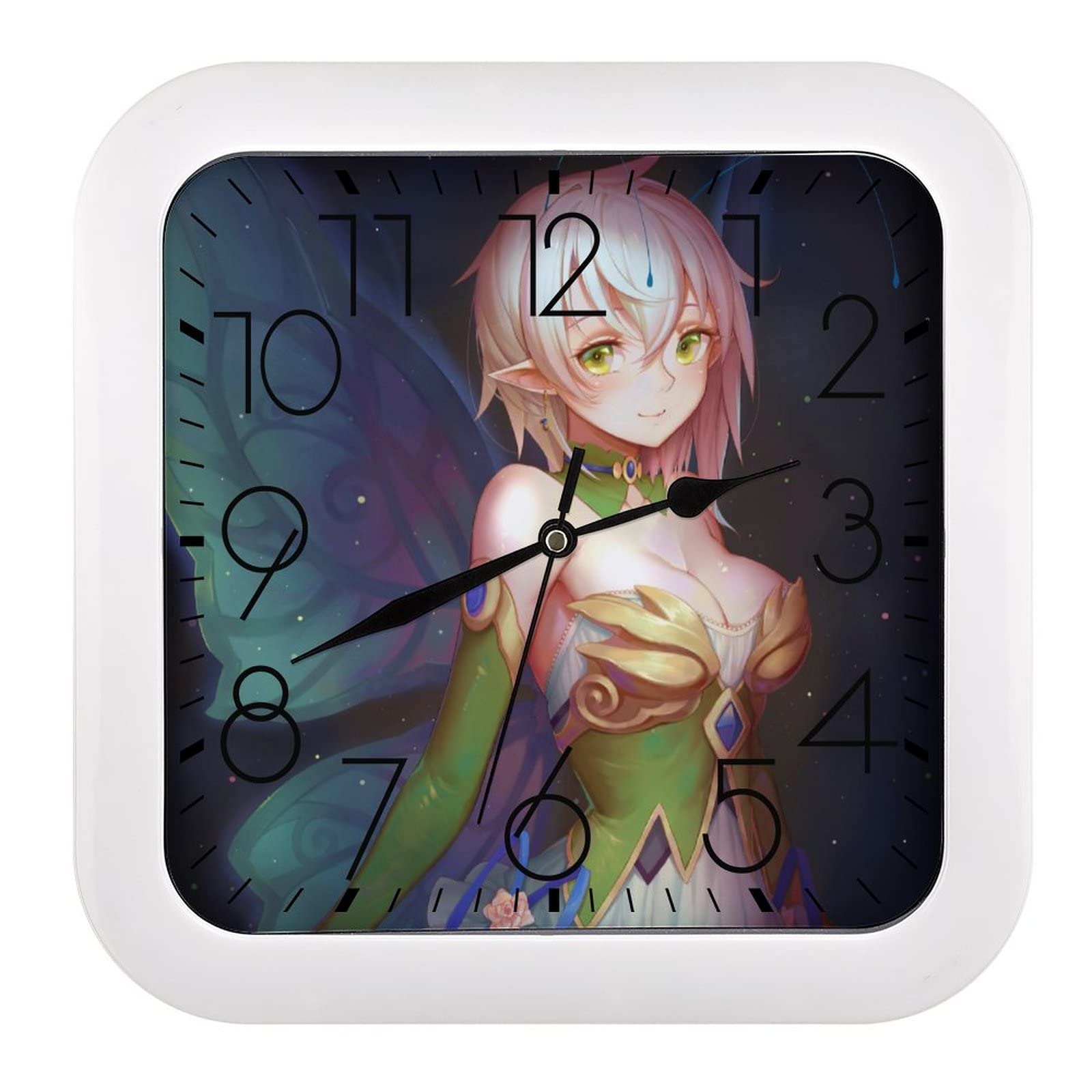 Horloge Murale Carrée Fée Fée Grands Chiffres Lisibles pour Rompre la Fatigue Visuelle