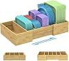 Retro Shaw Bamboo Lid Organizer for Plastic Lids, Adjustable Tall Dividers for Cabinet Drawer, Food Container Lid Holder for Kitchen Storage and Organization
