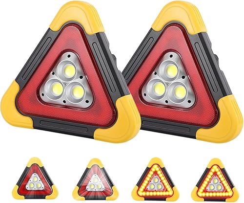 2 luces LED triangulares de advertencia de emergencia, carga solar, 5 modos, lado de carretera, triángulos, luz de emergencia para automóviles,